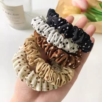 5 шт. Милые резинки для волос в стиле хаки в горошек, эластичные, для женщин, девочек, корейские держатели для хвостика, аксессуары для волос