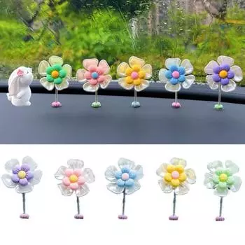 5 шт., милые солнечные головы, цветы, трясущиеся украшения для приборной панели, украшение интерьера, автомобильные аксессуары для дома A