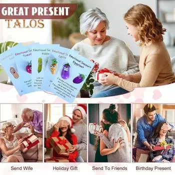 5 шт. милых открыток-обнимашек с рисунком соленых огурцов, эмоциональная поддержка, соленые огурцы, помидоры, баклажаны, арахис, морковь, набор позитивных открыток для выпускного, подарочная вечеринка 5pcs