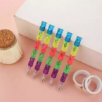 5 шт. Милый маленький карандаш с изображением медведя Kawaii, не требующий заточки, сменный милый карандаш, колпачок для ручки, ручка для студентов, канцелярский карандаш