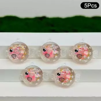 5 шт. милый мультяшный Pufferfish светящийся блеск большой Diy модные игровые аксессуары кремовый гель брелок сумка кулон детский подарок фиолетовый