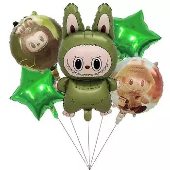 5 шт. Милый мультяшный воздушный шар из алюминиевой пленки Лабубу, украшение для детской вечеринки по случаю дня рождения, надувная игрушка для детского праздника