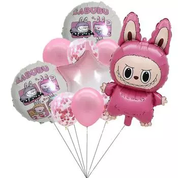 5 шт. Милый мультяшный воздушный шар из алюминиевой пленки Лабубу, украшение для детской вечеринки по случаю дня рождения, надувная игрушка для детского праздника
