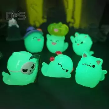 5 шт., мини-фигурка призрака на Хэллоуин, светящаяся в темноте смола, крошечный орнамент с призраком, миниатюрная статуя, игрушка, микроландшафт, украшение для рабочего стола, праздничный подарок D