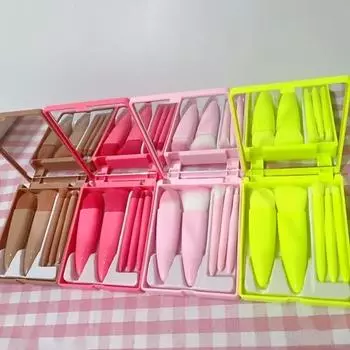 5 шт. мини-кисти для путешествий, костюм с зеркальной коробкой, идеальные инструменты для макияжа для путешествий