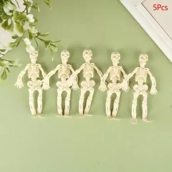 5 шт. Мини-кукла-череп из ПВХ, скелет, зомби, игрушка, нетоксичный декор на Хэллоуин, украшение на тему ужасов белый