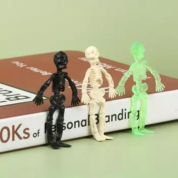 5 шт. Мини-кукла-череп из ПВХ, скелет, зомби, игрушка, нетоксичный декор на Хэллоуин, украшение на тему ужасов белый