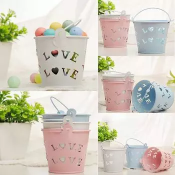 5 шт. мини-металлическое полое ведро в форме сердца, ведро для свадебных конфет, свадебные коробки для конфет, подарочные пакеты розовый