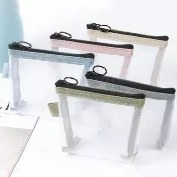 5 шт. мини-сетчатых сумок-держателей для ключей с застежкой-молнией, легкие портативные прозрачные многоцелевые косметички, портмоне 5pcs