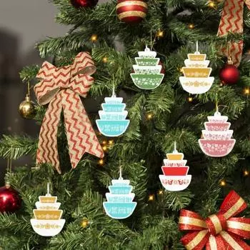 5 шт. миниатюрная стекированная чаша, украшение, винтажная стекируемая чаша, рождественское подвесное украшение, праздничная вставная чаша, акриловый кулон для декора дерева Sets