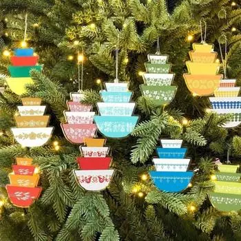 5 шт. миниатюрная стекированная чаша, украшение, винтажная стекируемая чаша, рождественское подвесное украшение, праздничная вставная чаша, акриловый кулон для декора дерева Sets