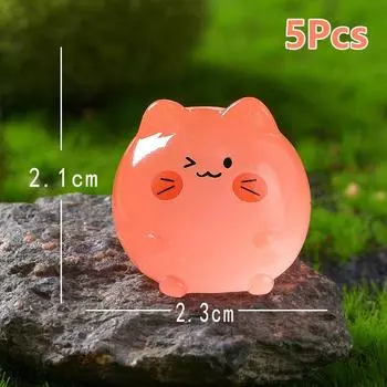 5 шт. Миниатюрные светящиеся украшения в виде мультяшных кошек, миниатюрные фигурки, крошечные микропейзажи, украшения для дома, аксессуары, подарки жёлтый
