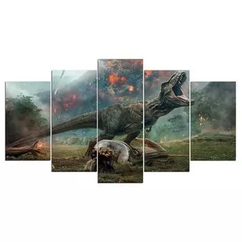 5 шт. мир динозавров Юрского периода, современный декор, холст, настенные художественные фотографии, HD печать, домашний декор, 5 панелей, декор комнаты, 5 шт., картины 20x35 20x45 20x55cm