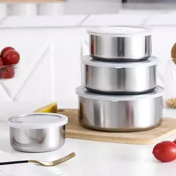 5 шт. миска для хранения еды, легко чистящаяся многофункциональная миска из нержавеющей стали для дома, кухни, кемпинга, пикника