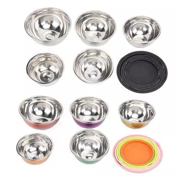 5 шт. миски из нержавеющей стали с крышками, многоцелевой набор для выпечки и смешивания овощей и фруктов Type 2