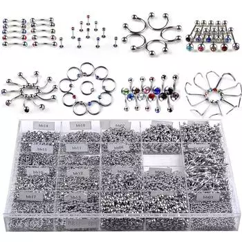 5 шт. много украшений для тела, язык, брови, губы, живот, пупок, кольца, пирсинг 16