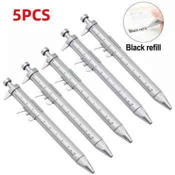 5 шт. Многофункциональная штангенциркуль-линейка 0-100 штангенциркуль шариковая канцелярская ручка шариковая синяя/черная заправка инструменты штангенциркуля 5pcs серебряный