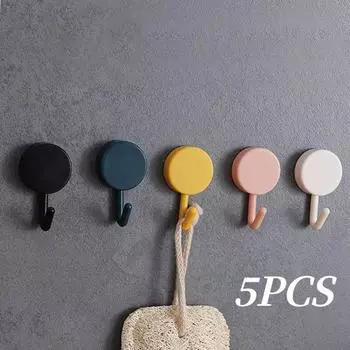 5 шт., многофункциональный самоклеящийся крючок, прочный крючок для кухни, ванной комнаты, немаркирующий кухонный крючок, бытовой настенный дверной крючок белый