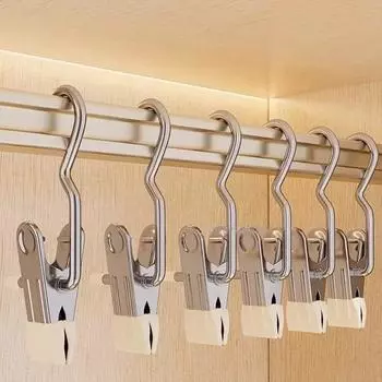 5 шт. Многофункциональный зажим, бесследный зажим для шляпы, крючок для сушки одежды, ветрозащитный зажим для шляпы с крючком, прищепка, универсальный зажим 5PCS чёрный