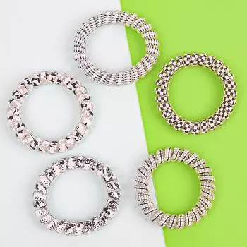 5 шт. Модные эластичные резинки для волос в виде телефонного шнура, резинки для волос с принтом для девочек, держатели для хвостика, повязки на голову, женские аксессуары для волос