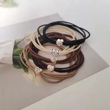 5 шт. Модные европейские и американские резинки для волос с сердечками и бантами, высокой эластичности, для женщин, девочек, держатель для хвостика, корейские аксессуары для волос