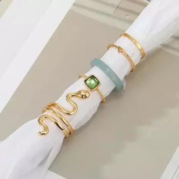 5 шт. модные металлические кольца из смолы, набор женских ретро змеиных геометрических совместных колец, модные ювелирные изделия, подарок 5pcs