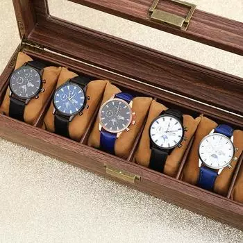 5 шт. Модные мужские повседневные часы деловые мужские аналоговые часы из искусственной кожи мужские кварцевые наручные часы