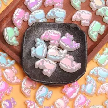 5 шт. модные УФ-блестящие двухцветные односторонние падающие масляные бусины в виде дельфина DIY ювелирные аксессуары светло-зеленый