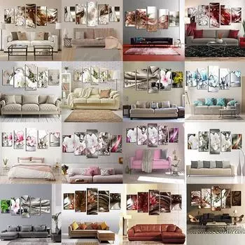 5 шт. модульная картина цветные цветы плакат настенное искусство художественная чистая лилия холст живопись для гостиной домашний декор куадрос 20x35cm*2 20x45cm*2 20x55cm*1