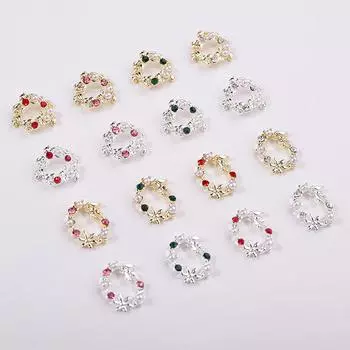 5 шт. мокко цветочный венок жемчужный циркон нейл-арт подвески рождественский венок дизайн кристаллы ювелирные украшения для ногтей украшения
