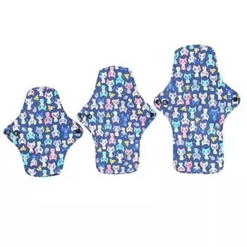 5 шт. моющиеся хлопковые менструальные прокладки с милым мультяшным рисунком многоразовые гигиенические прокладки S