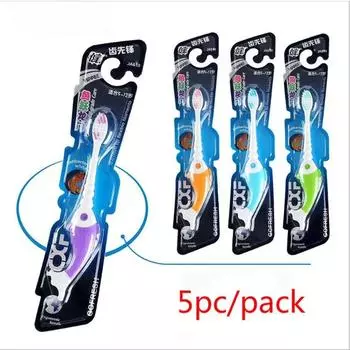 5 шт. Мягкая зубная щетка с изображением рыбки из мультфильма, чистая, для детей, уход за зубами (случайный цвет) 5pc random
