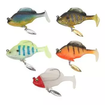 5 шт. Мягкие рыболовные приманки для окуня 18 г 8 см, приманки с хвостом-лопастью и вращающейся искусственной приманкой, реалистичные рыболовные приманки