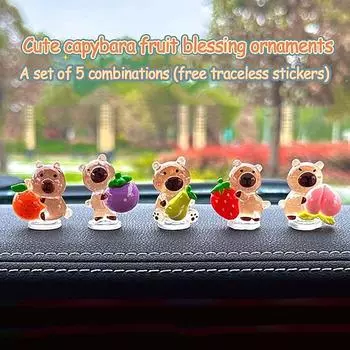 5 шт. мультяшная капибара для салона автомобиля, автомобильная приборная панель, кукла, украшения, аксессуары для украшения автомобиля