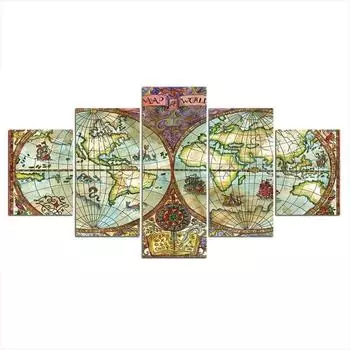 5 шт., мультяшная карта мира, глобус, декор, настенный постер, HD принт, домашний декор, декор комнаты, современные фотографии, абстрактные 5 шт., картины 20x35 20x45 20x55cm