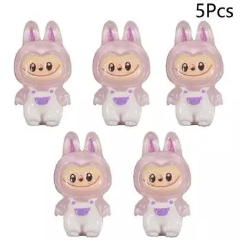 5 шт. мультяшная милая светящаяся кукла Лабубу микропейзаж мобильный телефон зеркала сделай сам смоляные украшения аксессуары светящаяся игрушка фиолетовый