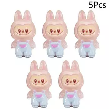 5 шт. мультяшная милая светящаяся кукла Лабубу микропейзаж мобильный телефон зеркала сделай сам смоляные украшения аксессуары светящаяся игрушка розовый