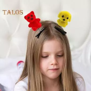 5 шт., мультяшная плюшевая кукла, весенняя заколка для волос, цветок розы, курица, собака, медведь, декор, заколка для волос, аксессуары для волос E