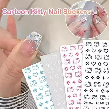 5 шт. мультяшные наклейки для ногтей Kt Cat для женщин и девочек, милые наклейки для украшения ногтей, модные милые наклейки для подарков на праздники 5pcs