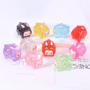 5 шт., мультяшные прозрачные миниатюры кроликов, орнамент из смолы, сделай сам, сказочные садовые украшения, микропейзаж 2.4x2.8cm разноцветный