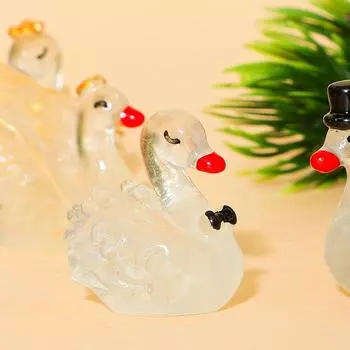 5 шт. мультяшный 3D мини смоляной светящийся прозрачный белый лебедь орнамент сцены декор аксессуары ролевые игры игрушка домашний декор рабочего стола A1