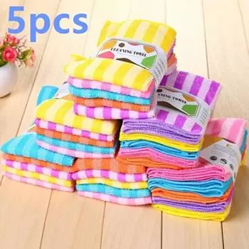 5 шт. мыть чистые полотенца вода кухня красочная обеденная полоса башня ткань квадратная микрофибра