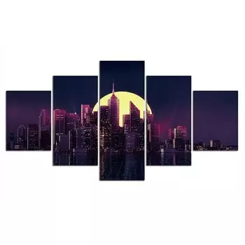 5 шт. Нью-Йорк Skyline Moon 5 шт. картины настенный домашний декор без рамки декор комнаты современное абстрактное искусство плакат 5 панелей 20x35 20x45 20x55cm