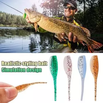 5 шт./набор 5 см/1 г мягкая приманка в виде головастика реалистичная бионическая цветная приманка в виде головастика искусственная приманка в виде головастика пресноводная белый/зелёный