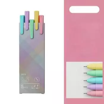 5 шт./набор Цветная гелевая ручка в коробке Быстросохнущая ручка на водной основе Студенческие японские канцелярские товары Ручка для ведения заметок от руки