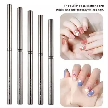 5 шт., набор лайнеров для дизайна ногтей, дизайн рисунка, кисть для рисования тонких линий с металлической ручкой, 6/9/12/15/18 мм, инструменты для маникюра в салоне «сделай сам», женские подарки 1 Set