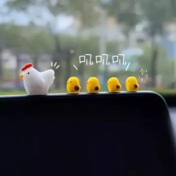 5 шт./набор милых мини-украшений для автомобиля в виде курицы, центральная консоль автомобиля, украшение для зеркала заднего вида, украшение для приборной панели автомобиля,