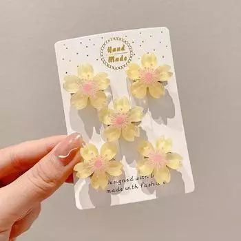 5 шт./набор Мини цветочные заколки для волос Головные уборы Детские милые заколки Заколки для волос Подарки Головной убор Девочки Дети Аксессуары для волос