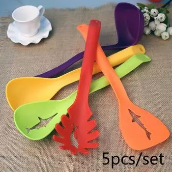 5 шт./набор нейлоновых кулинарных лопаток, лопатка для жарки, многофункциональная кухонная утварь Cookeare