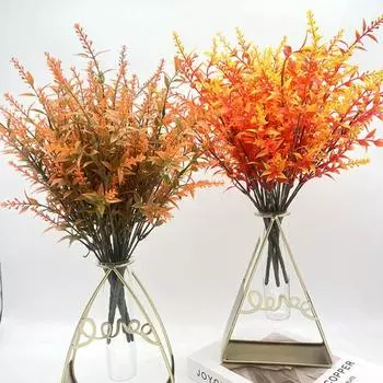 5 шт./набор осенних искусственных растений 7 вилок реалистичная поддельная пластиковая лаванда Хэллоуин День благодарения урожай зелёный